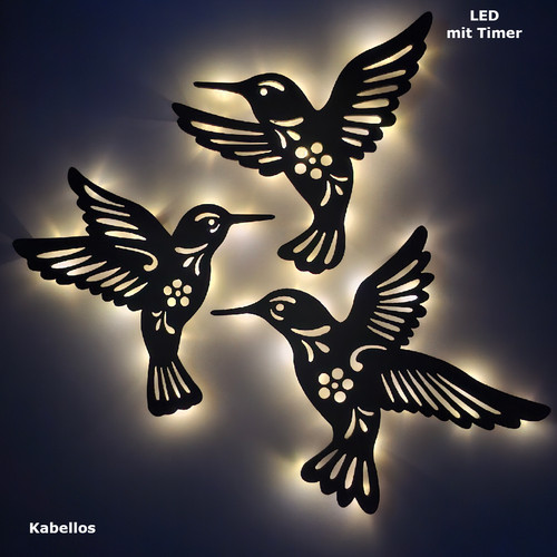 Led kolibri 3er - kolibri, wanddeko|
