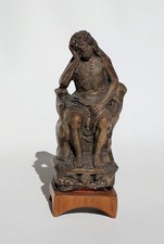 CHRISTI  FIGUR  Stein auf Holzsockel ca. 17 cm Höhe