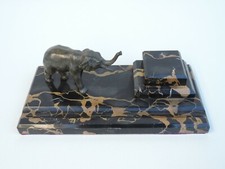 ART DECO TINTENFASS  ELEFANT FIGUR PORTOR MARMOR SCHREIBTISCH DEKO 30er - 40er