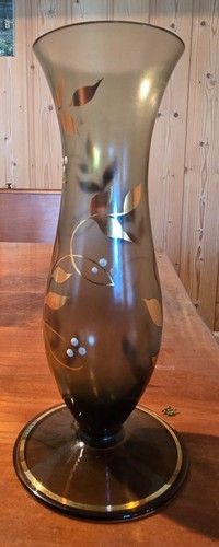 Vintage rauchglas vase gold - rauchglas, /