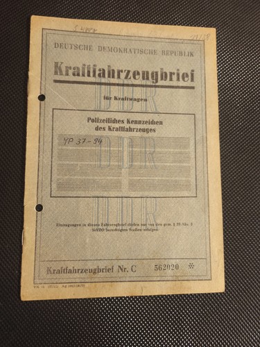 Ddr kfz brief ernst - ddr, grube