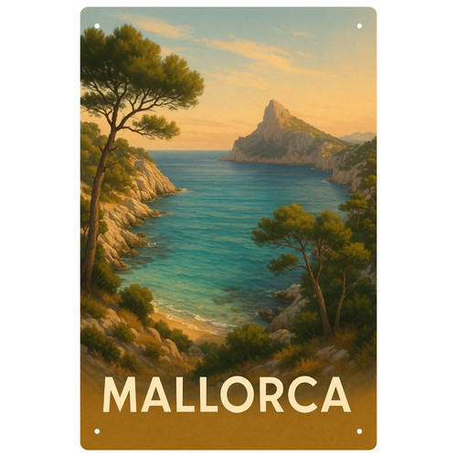 Mallorca bucht blechschild - blechschild, |
