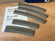 ROCO LINE H0 Gleis m. Bettung: 3 Stk. 42526 R6   +   2 Stk. 42527 R9