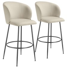 Barstuhl Luana, mit Rückenlehne, Samtoptik  Barhocker creme/schwarz B-Ware