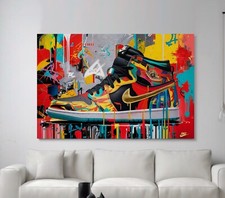XL LEINWAND BILD BIS 155x100x5 NIKE SCHUHE GRAFFITI STREET-ART POP-ART BUNT