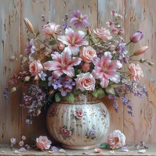 Deko Bild Blumen Vase Landhaus