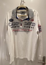 Camp David Polo Hemd Sports Club 63 Langarm  weiß Gr. XL
