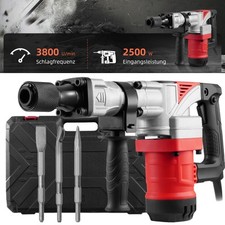 Elektro Abbruchhammer 2500W Stemmhammer 25J 3 Meißel-Set Schlaghammer Mit Koffer