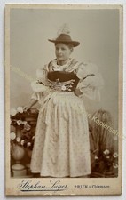 orig. CDV Foto Prien am Chiemsee Rosenheim um 1890 Dame Frau Tracht Dirndl 