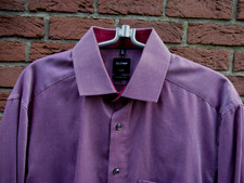 Olymp Luxor, Herrenhemd, Gr. 41, dunkelrot/weiß, sehr fein gemustert, modern fit