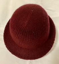 Vintage Damen Strick Hut Melone Bordeaux