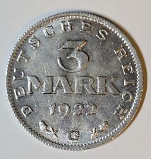 Münze Deutsches Reich 3 Mark 1922 G Verfassungstag 11. August 1922