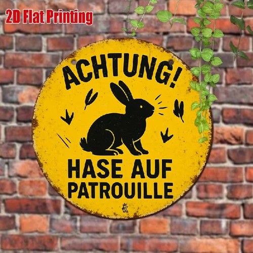Blechschild rund achtung - blechschild, hase