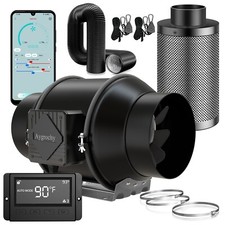 Aygrochy 6'' WiFi App Rohrlüfter Lüftungsset,Grow Abluftset mit Aktivkohlefilter