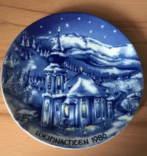 Weihnachtsteller "Maria Gern bei Berchtesgarden" 1986 Bavaria Echt Kobalt