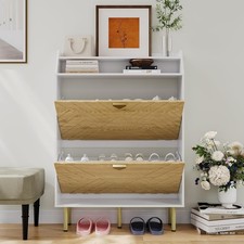 Schuhregal schmal Schuhschrank 2 Klappen Schuhkipper Schuhablage Schuhständer