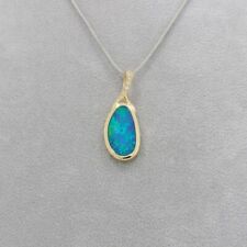 Wert 2150 € Brillant Opal Anhänger 585 14 Karat Gelb Gold