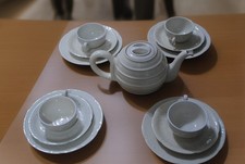 Art -Deco  Porzellan D.R.P. Teekanne* -und 4 Gedecke* dto. 1930 Bauscher Weiden