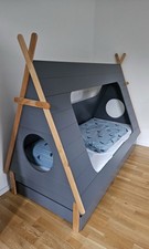 Kinderbett Tipi,  Spielbett,  90 x 200 cm, mit Bettschubkasten