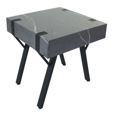 B-Ware Beistelltisch MCW-L54, Eisen MDF 50x55x50cm, Marmor-Optik grau