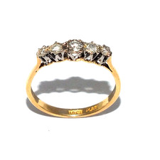 Damen 18ct Gelbgold Antiker Ring Mit 0,25ct Diamanten, UK Größe O