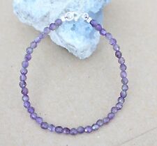 Facettierte Amethyst Edelstein   Kette,oder  Armband  ,Silber,4 mm  
