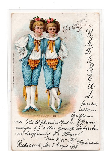 Kinder tracht lithographie - ak,