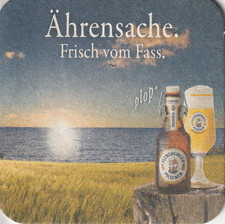 Bierdeckel der Brauerei Flensburger - Ährensache: Frisch vom Fass /  Gebraucht