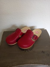 Berkemann Riemen Töffler Clogs rot Holzsohle Größe 37,5 neuwertig