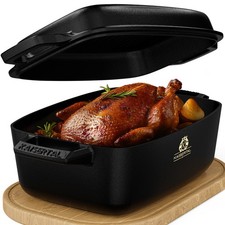 KAISERTAL Gusseisen Bräter 32 cm mit Deckel (10L) - Emailliert/Eingebrannt