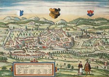 KEMPTEN (Allgäu) - Gesamtansicht - Braun & Hogenberg - kol. Kupferstich 1575