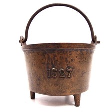 Hexenkessel Grapen Löwe Messing Bronze mit Henkel 14 cm Dreibein Ritual Kessel