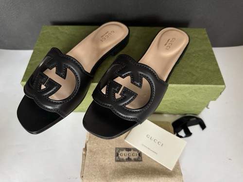Gucci leder flache sandalen - gg,