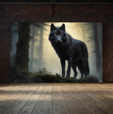Wolf in Wald Lichtung - Natur Wandbild auf Poster / Leinwand