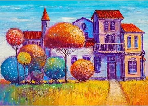 Misitu bunt kunst puzzles - puzzles, 1000