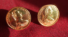 vergoldete Manschettenknöpfe "Maria Theresia" - 50er Jahre - Mansch.knöpfe Taler