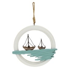 Wand-Deko - Boote im Ring Wanddeko aus Holz 42 cm WEIß Sea-Club