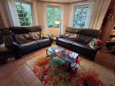 neuwertige blaue Ledercouch, 2