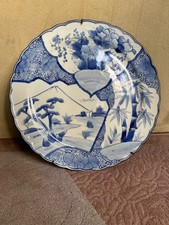 Großer Japan Imari Porzellanteller Blau-Weiß Dekor 19 Jhd.