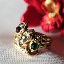 alter Schlangen Ring Fingerring Schlange Ring Double Schmucksteine / ev 482(41)