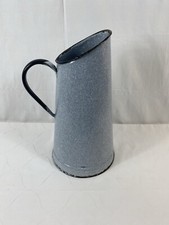 Emaille Krug Metallvase Milchkanne Graublau Giesskanne Höhe: 44cm  Vintage