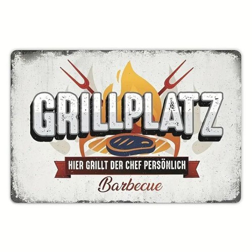 Blechschild grillplatz hier - blechschild,
