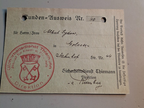 Alter ausweis sicherheitsdiens - ausweis,