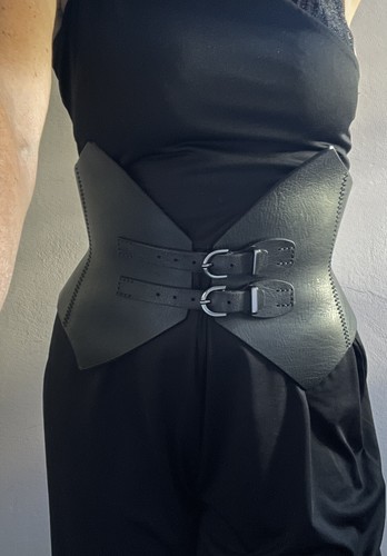 Leder corsage gürtel schwarz - leder,