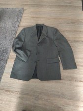 Sakko Herren gr.52 Schurwolle Polyester Karo Schwarz Grau Weiß Getragen 