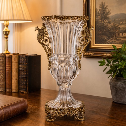 Kristall vase mit bronze - vase,