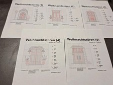 5 Stickvorlagen Zählmuster im Kreuzstich Weihnachtstüren