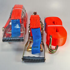 2x Spanngurte 8m 5t 5000kg, je 2-teilig mit Ratsche und Haken - unbenutzt!