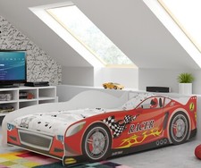 Kinderbett Autobett 160x80cm Einzelbett Bodenbett Rennfaher mit Lattenrost