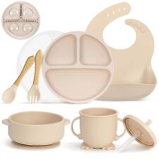 7er Baby Geschirrset Silikon mit Saugnapf Rutschfest Kindergeschirr Set BPA Frei